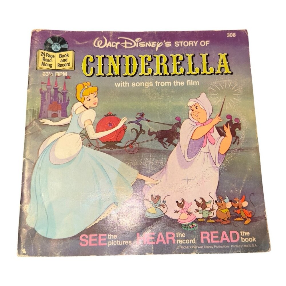 Walt Disney Cinderella Book  #308 Vintage 1977 ** BOOK ONLY **